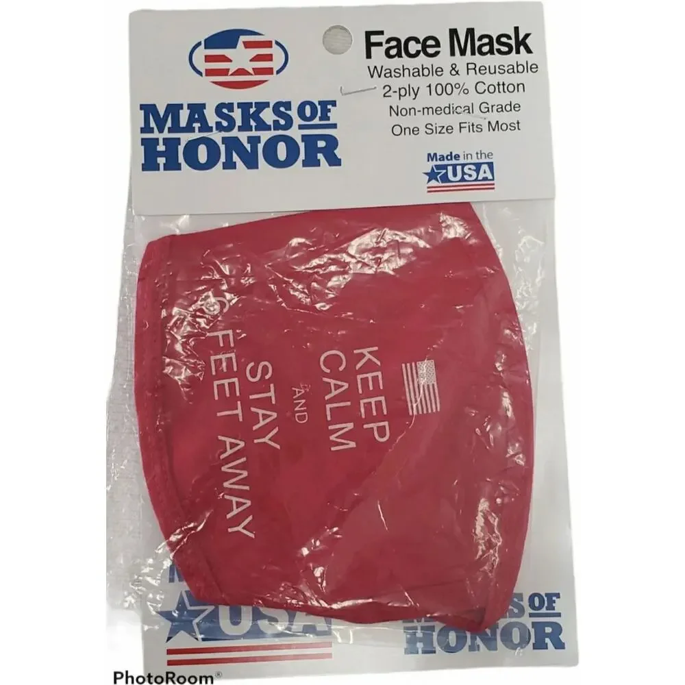 Keep Calm & Stay 6' Feet Red 100% Cotton Face Mask